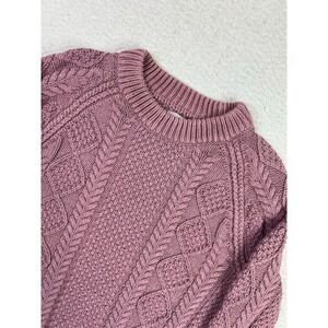 L.L.Bean Signature Sweater Womens Medium Pink 100% Cotton Cable Knit Pullover